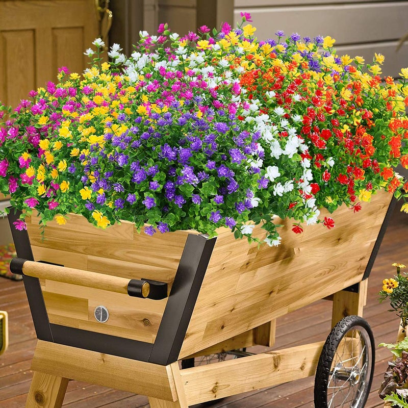 ArtBloom 6 Bundles Outdoor Artificial Flowers UV Resistant Fake Boxwood Plants, Faux Plastic for Indoor Outside Hanging Plants Garden Porch Window Box Home Wedding Farmhouse Decor (Milk Green) - Image 5
